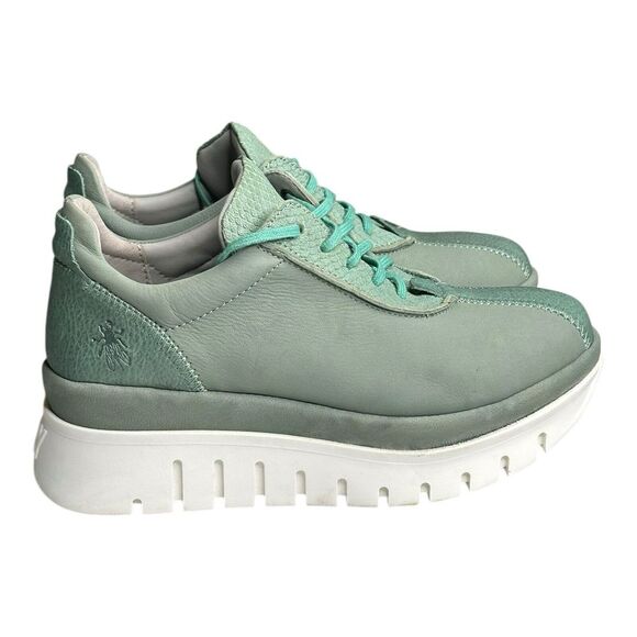 Fly London Bump Womens Green Platform Leather‎ Sneaker Size EU37 US7 M - Picture 5 of 13